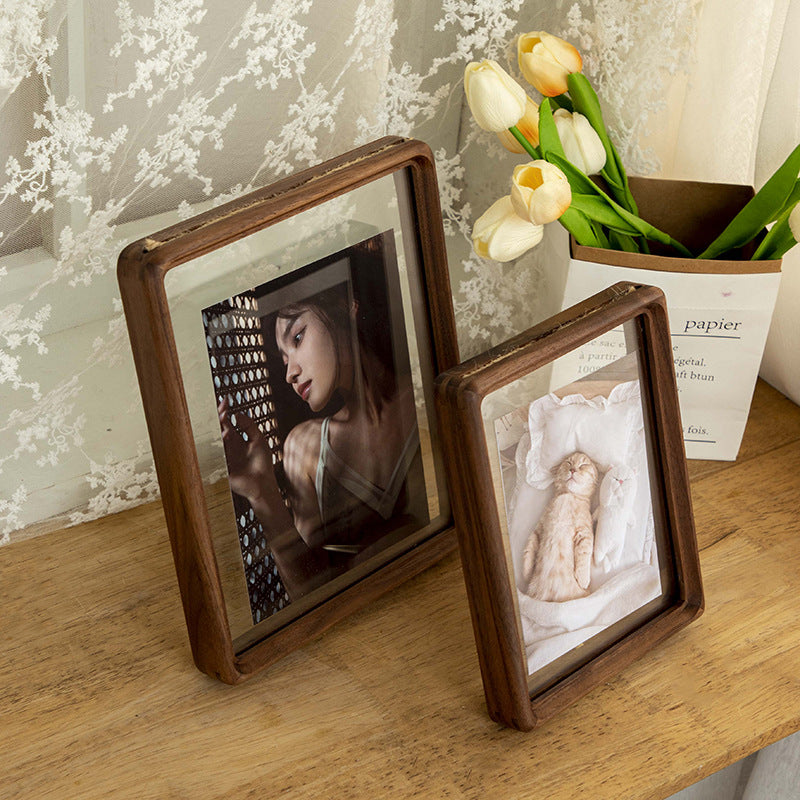 Vintage Glass and Wood Photo Frame