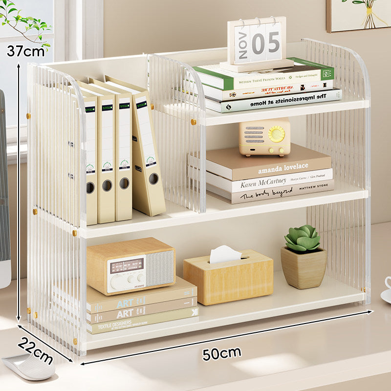Curved-Acrylic Panel Dual-Compartment Desktop Book and Document Organizer