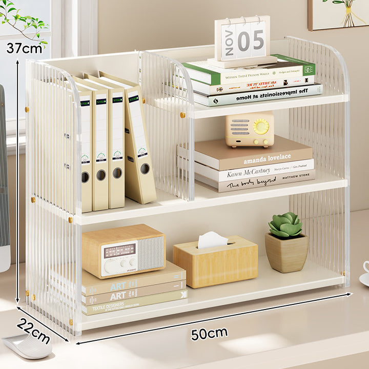 Curved-Acrylic Panel Dual-Compartment Desktop Book and Document Organizer
