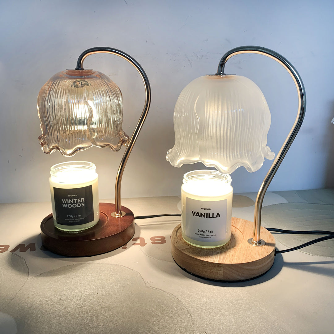Decorative table lamp made of glass