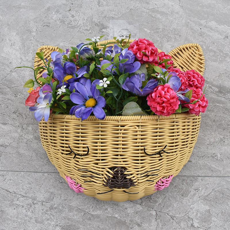 Cute Cat-Shaped Woven Storage Basket