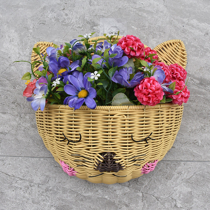 Cute Cat-Shaped Woven Storage Basket