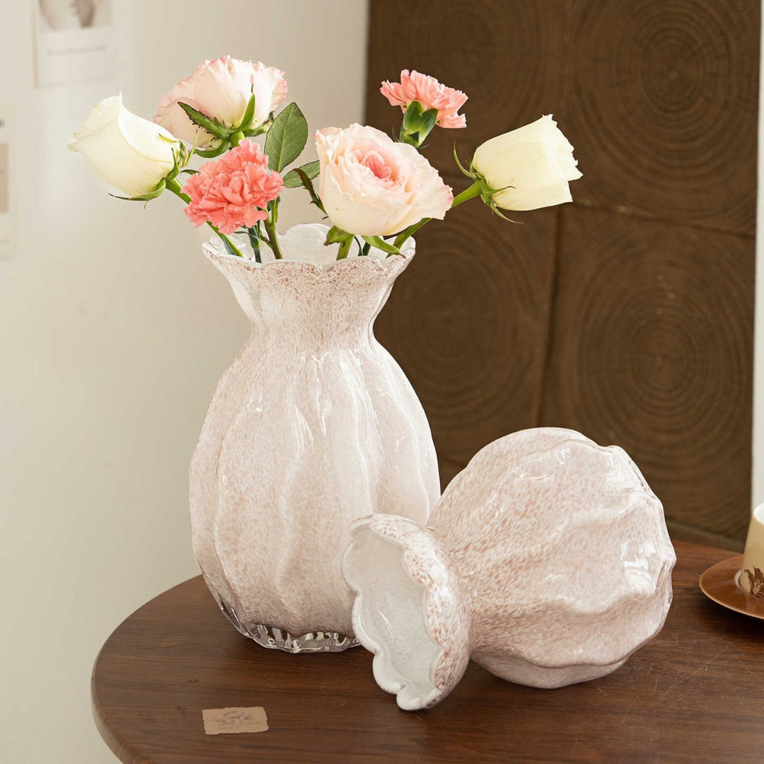 Handcrafted Pebbled Scalloped-Rim Decorative Bud Vase