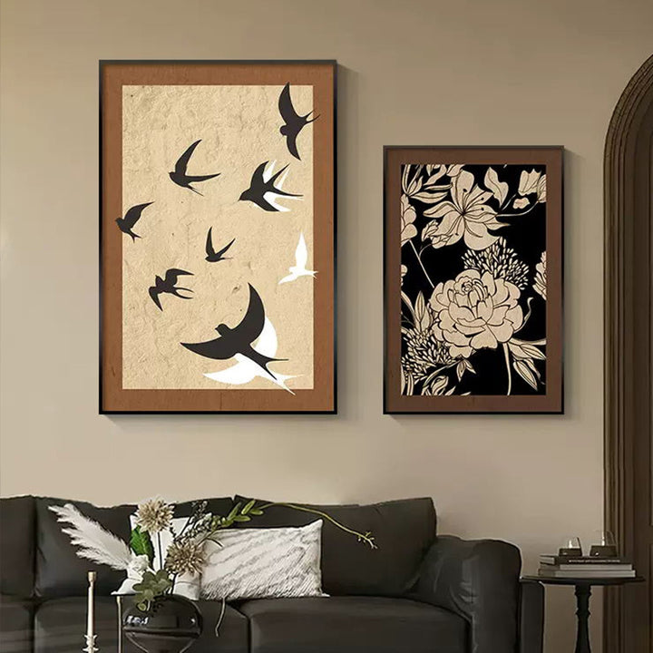 Floral Textured Framed Wall Art