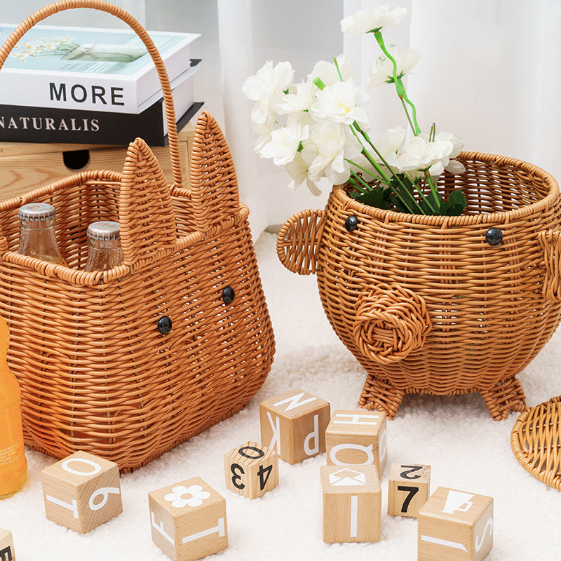 Decorative Animal-Shaped Woven Storage Basket