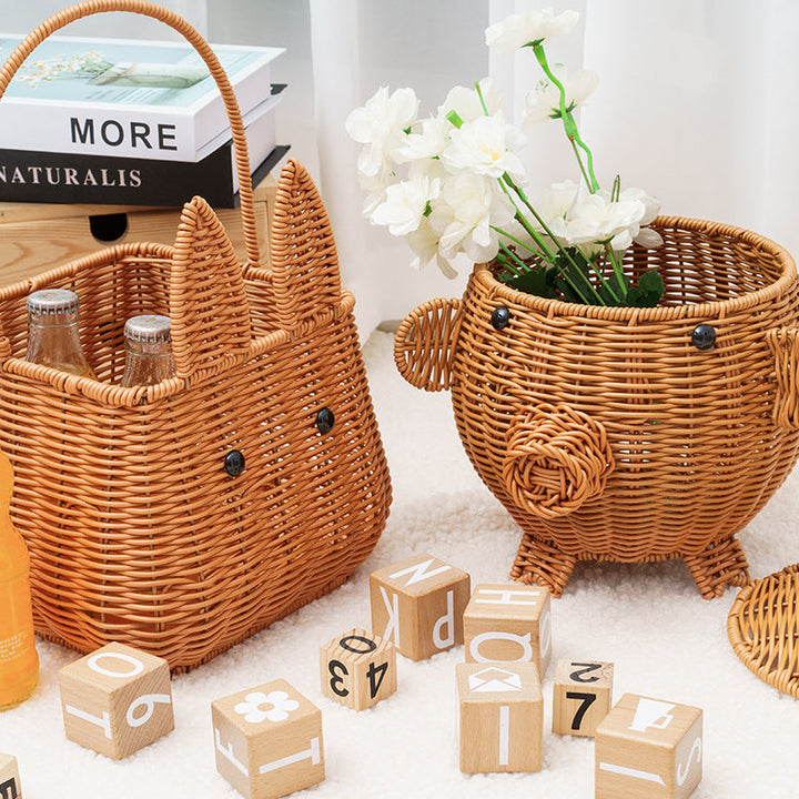Decorative Animal-Shaped Woven Storage Basket