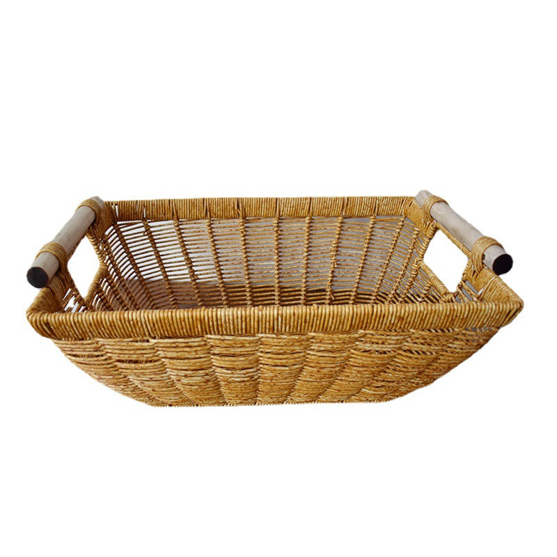 Handcrafted Wicker Storage Basket with Handles