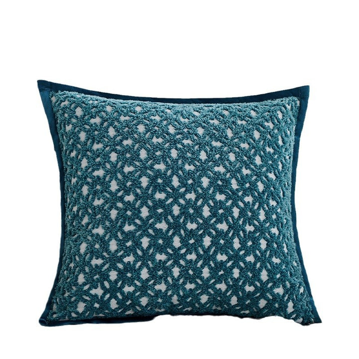 Square sofa cushion cover made of textured plush with fine piping