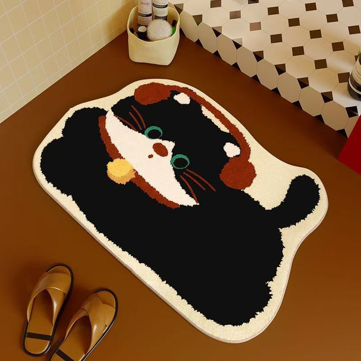 Cartoon Cat-Themed Bath Mat