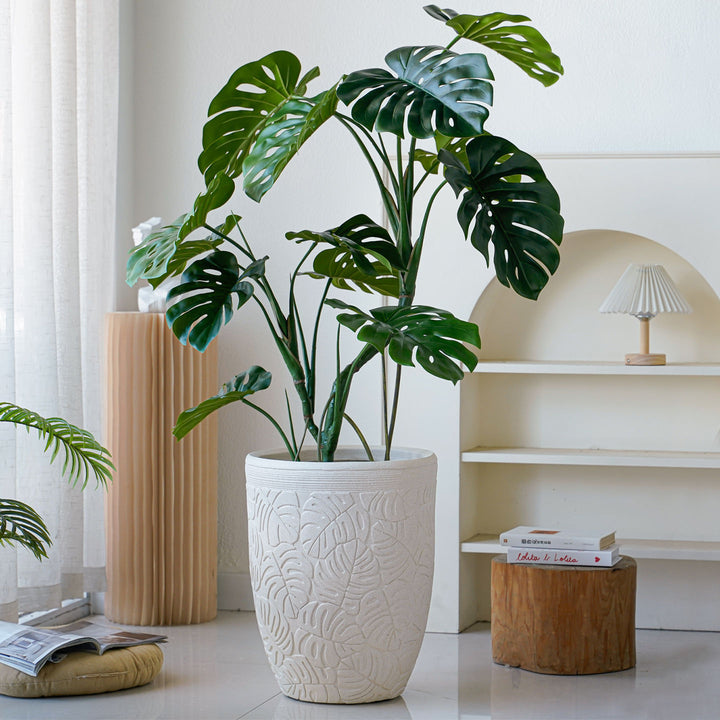 Elegant flower pot with textured design