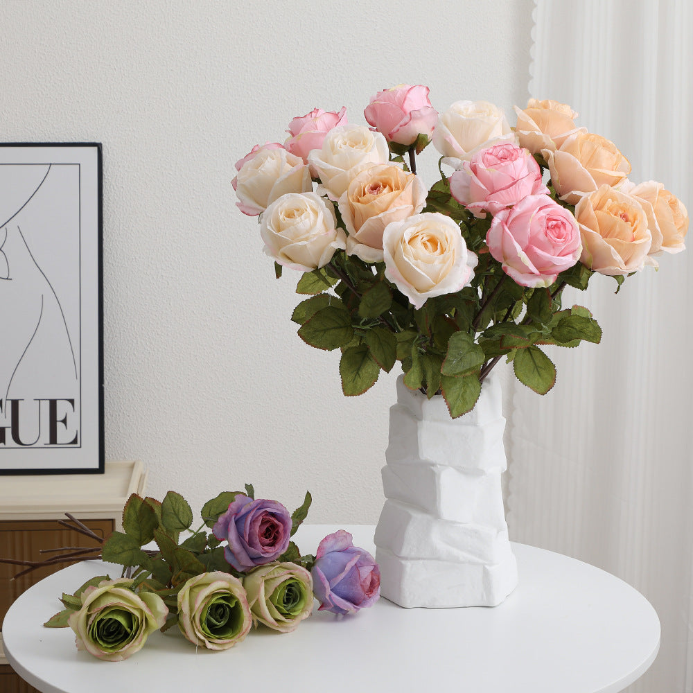 Artificial Silk Rose with Filigree Flowers