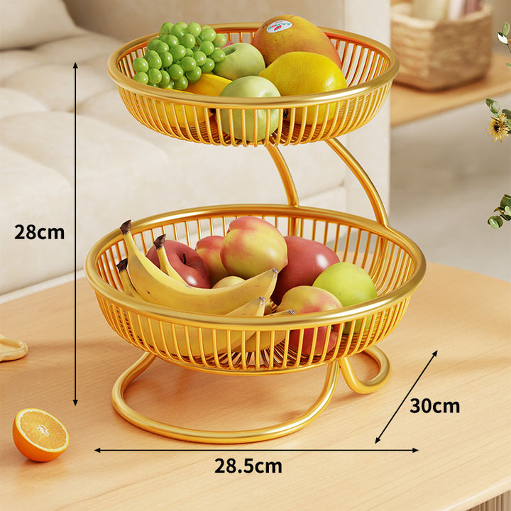 Tiered Metal Wire Fruit Bowl Stand Tabletop Organizer