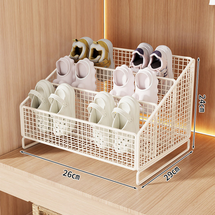 Angled Tiered Mesh Countertop Shoe and Slipper Organizer