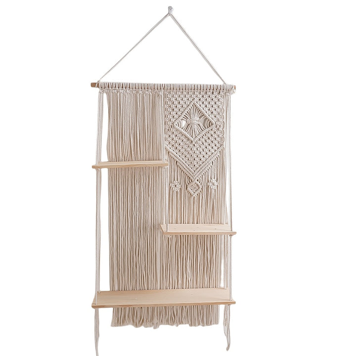 Macramé Wall Shelf Organizer with Artistic Design