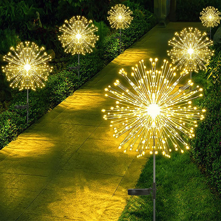 Outdoor Solar Firework Starburst LED Garden Stake Lights