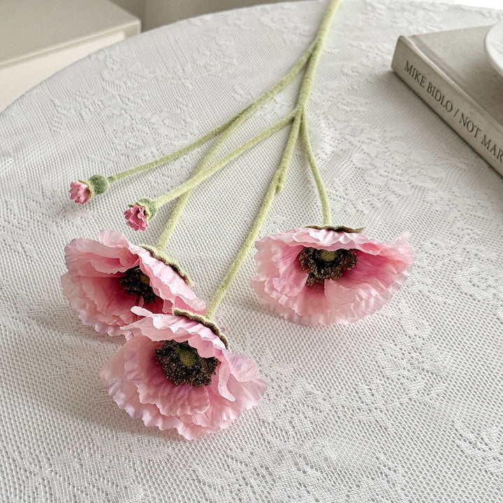 Realistic Poppy Floral Bouquet for Home Decor