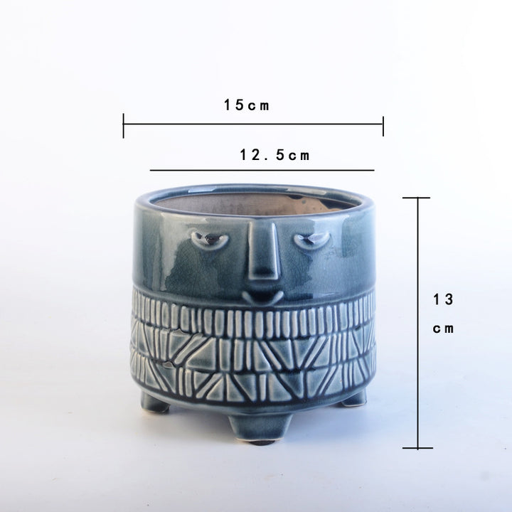 Decorative plant pot with facial features