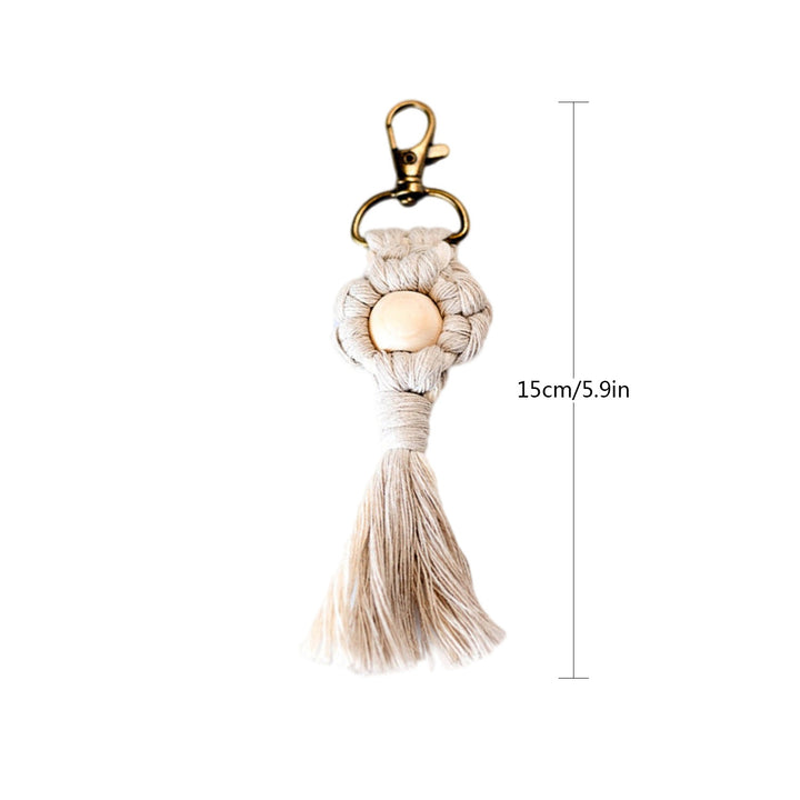 Macrame Keychain with Wooden Accents