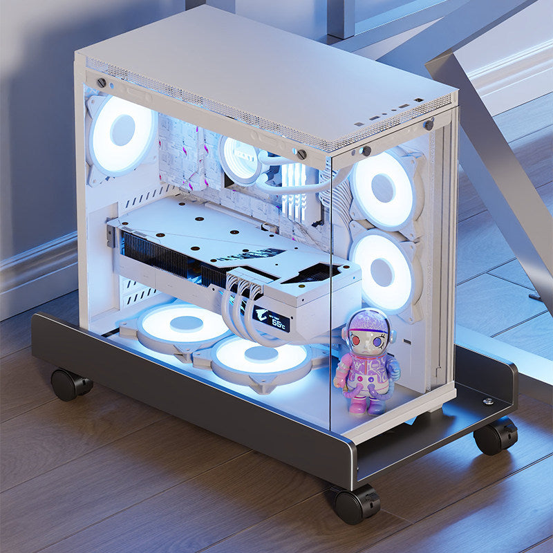 Mobile Desktop PC Tower Rolling Stand with Raised Anti-Slip Platform and Locking Swivel Casters