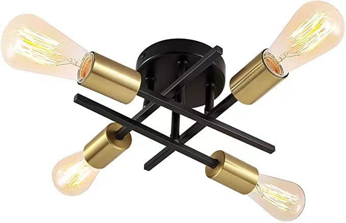 Modern Industrial Crossbar Four-Light Semi-Flush Ceiling Light