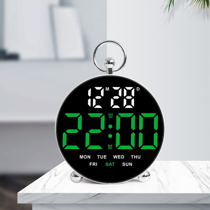 Digital alarm clock with large display and multifunctional features