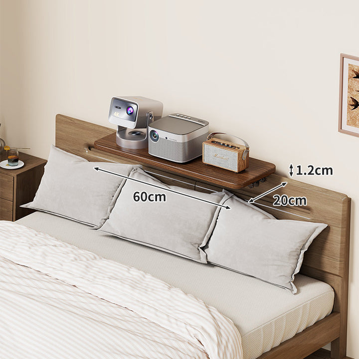 Headboard-Mounted Floating Bedside Shelf for Projectors and Devices
