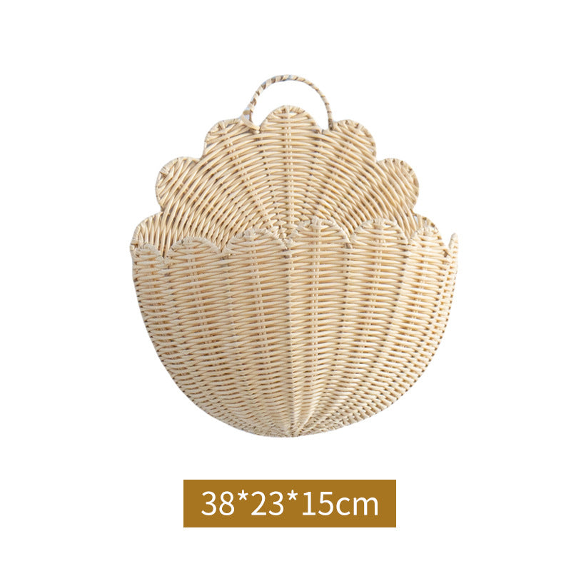 Handwoven wall basket with wave pattern