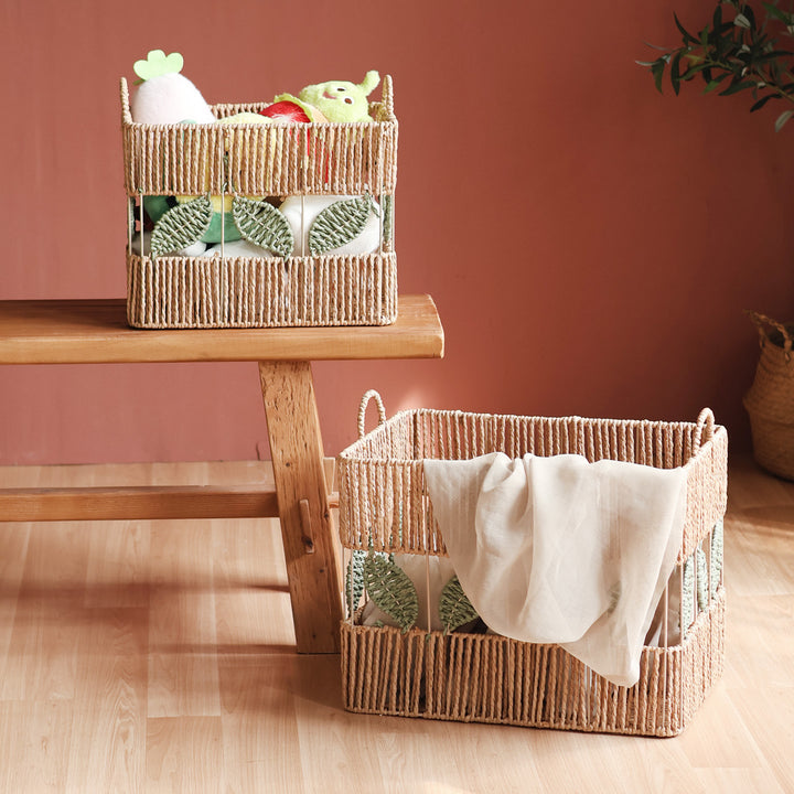 Decorative basket with plant motif
