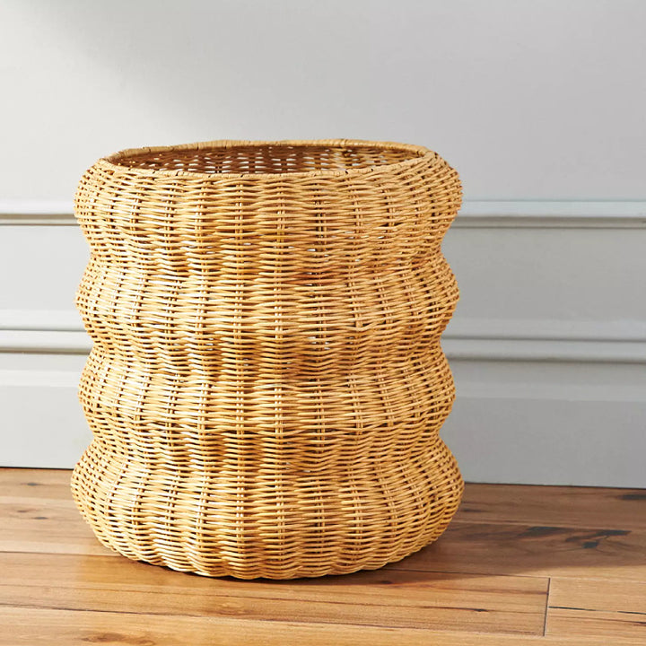 Stylish basket made of woven natural material