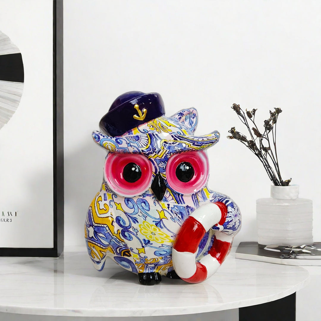 Artistic owl figure in maritime design
