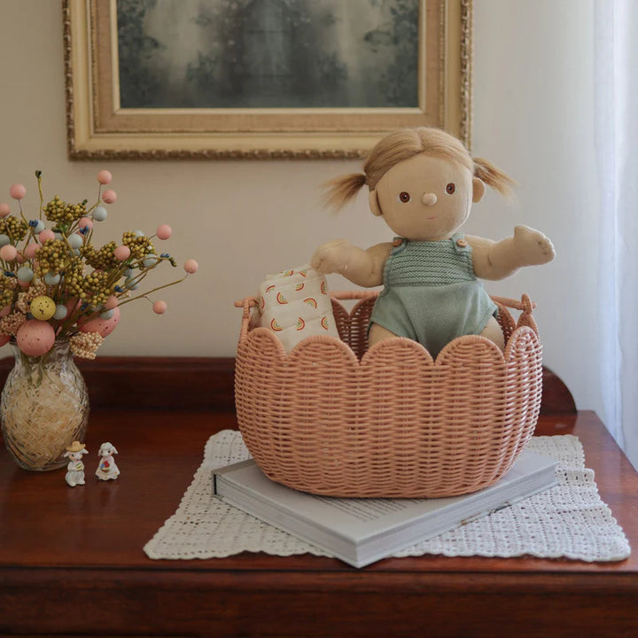 Handmade storage basket for dolls