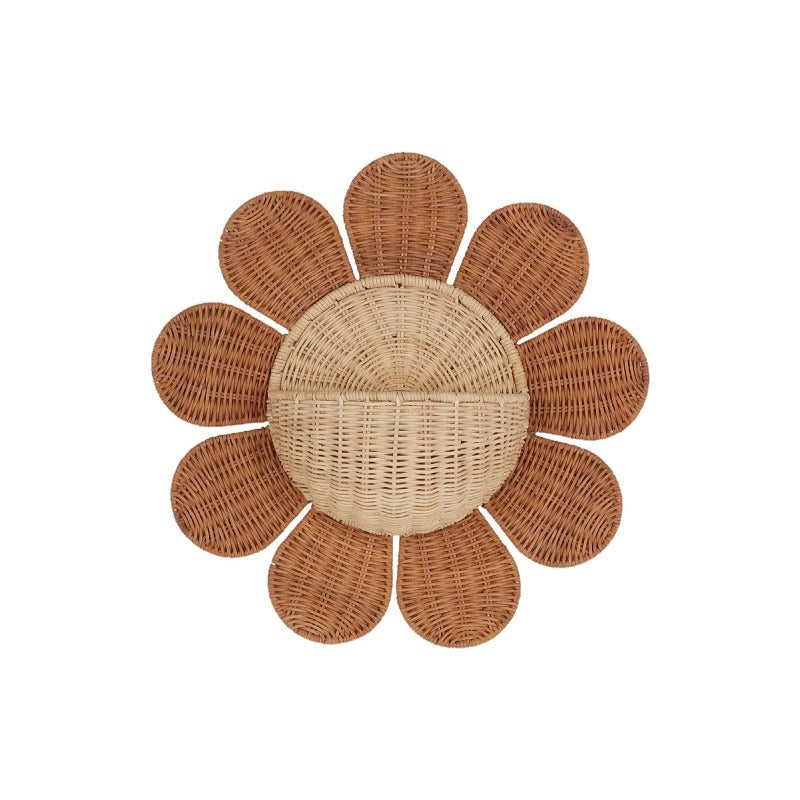Handwoven wall basket with wave pattern