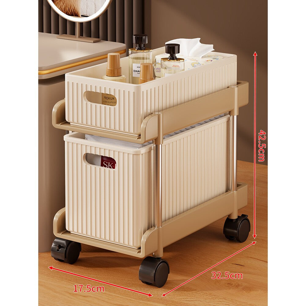 Tiered Vertical Cosmetic and Bathroom Storage Drawer Organizer with Removable Bins and Carry Handles