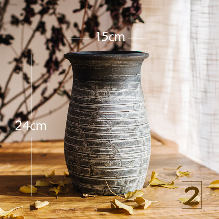 Rustic ceramic pot with handmade design
