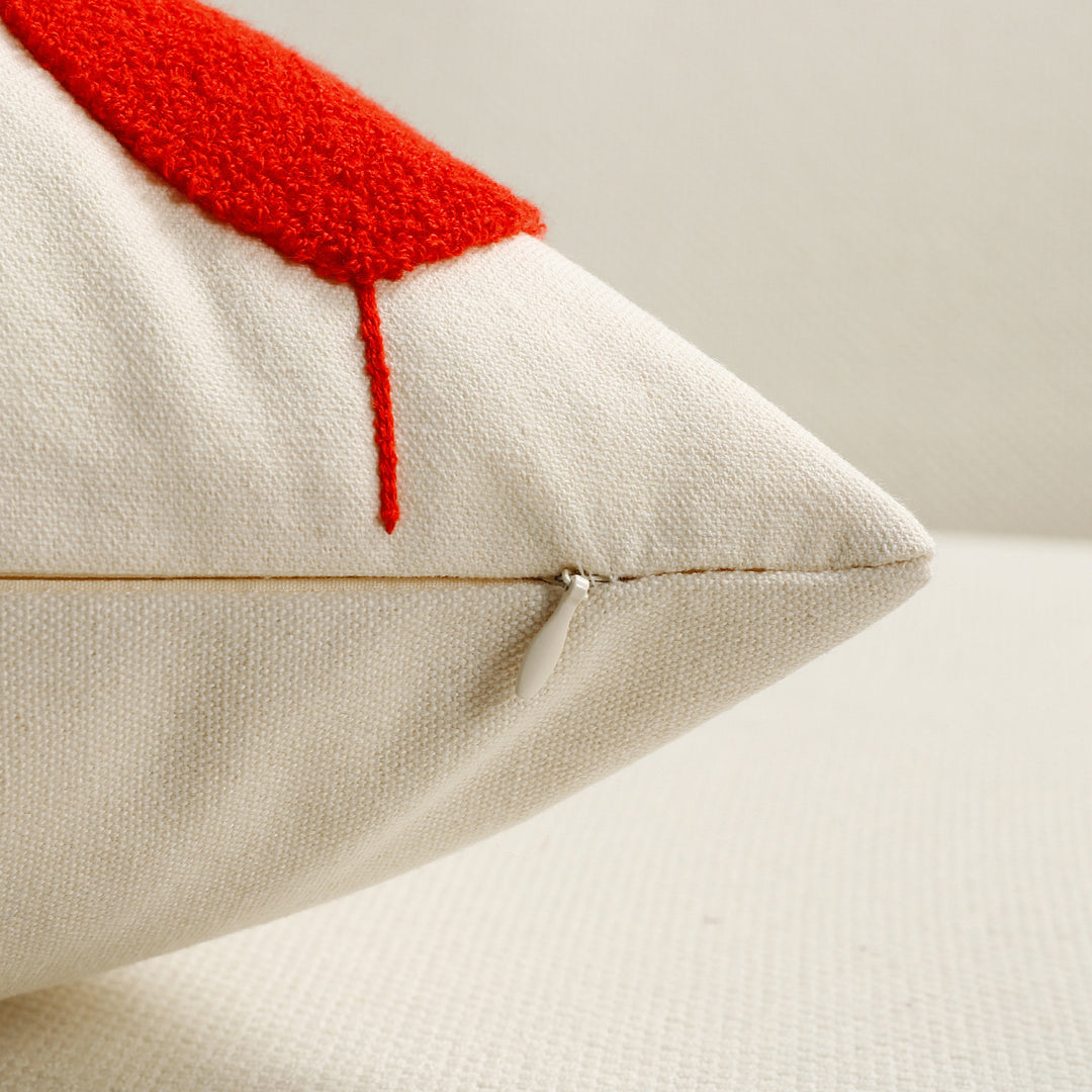 Heart-Pattern Tufted Cotton-Linen Decorative Throw Pillow Cover with Hidden Zipper