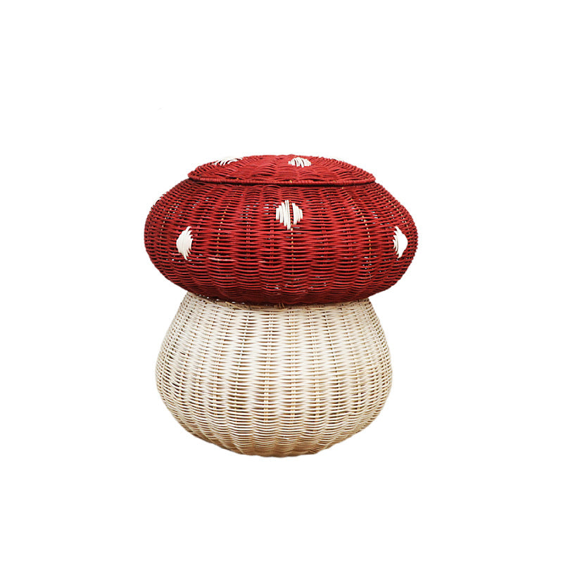 Playful storage stool in mushroom design