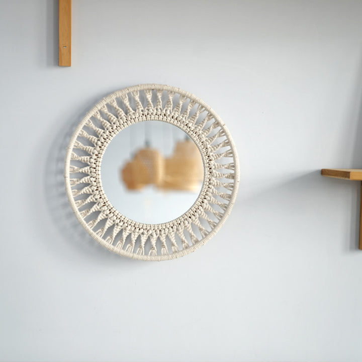 Beef Wall Mirror with Macrame Frame