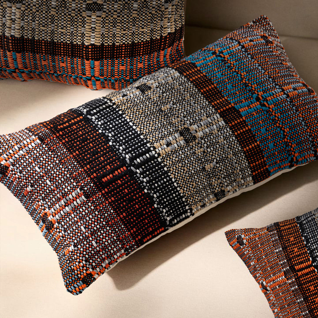 Woven Reversible Ethno Cushion Cover with Textured Surface and Concealed Zipper