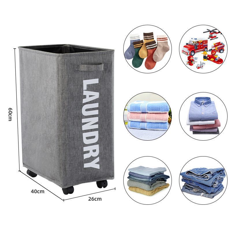 Practical laundry container with wheels