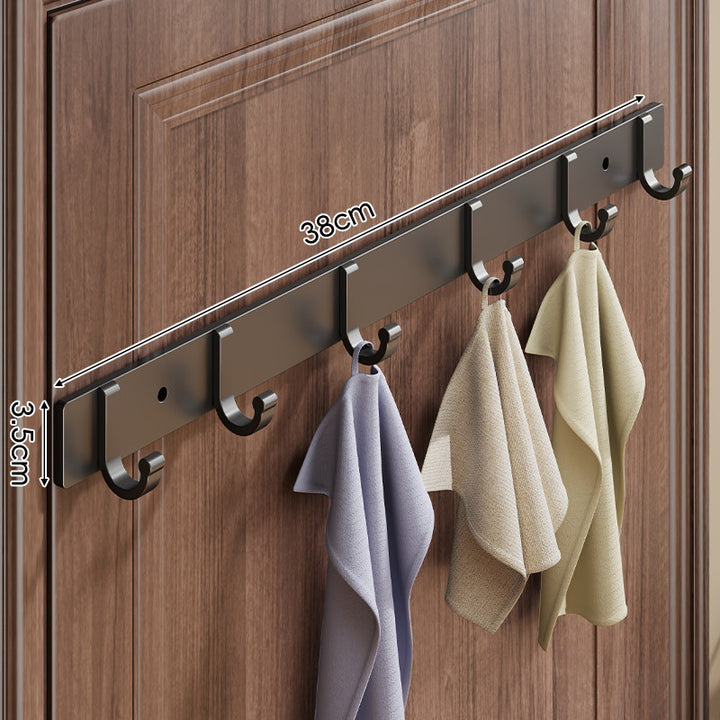 Wall-Mounted Slim Metal Multi-Hook Rack with Curved Hooks and Concealed Mount