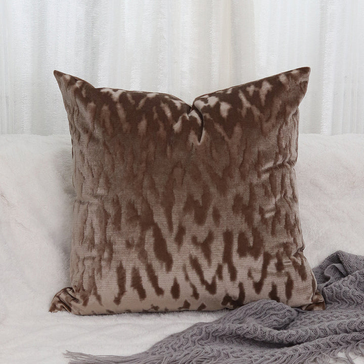 Plush Textured Velvet Square Throw Pillow Covers with Embossed Animal-Effect Jacquard