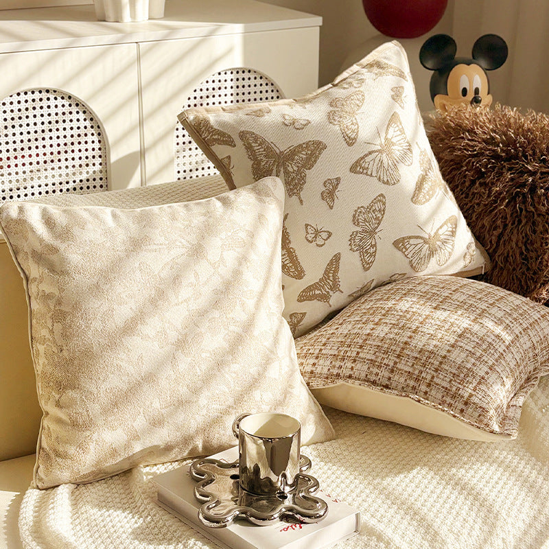 Embroidered Leaf Pattern Decorative Pillow