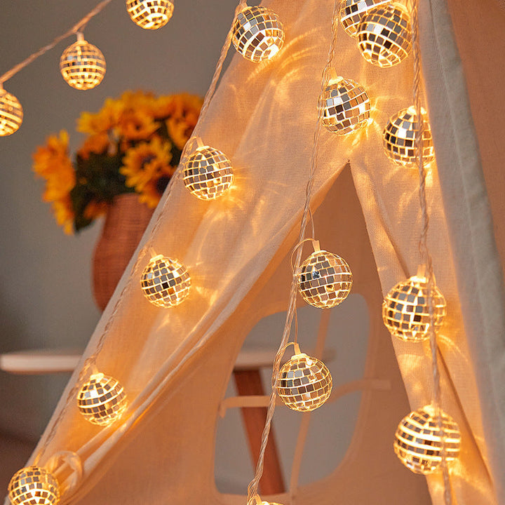 Decorative fairy lights with disco ball design