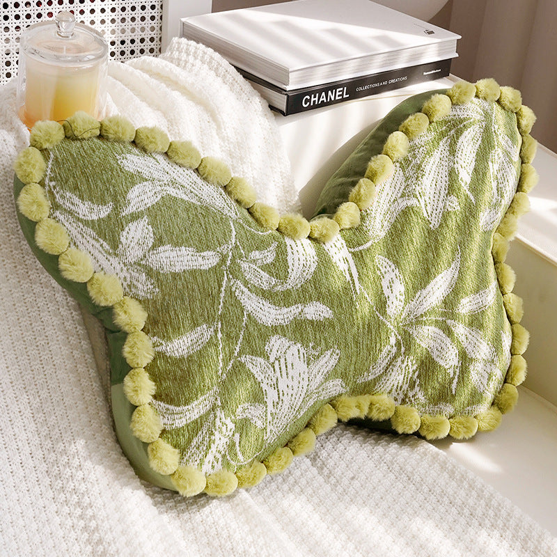 Artistic Floral Butterfly Shaped Throw Pillow