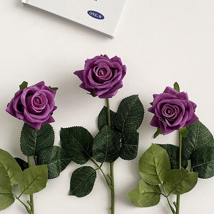 Artificial Silk Rose with Leaves