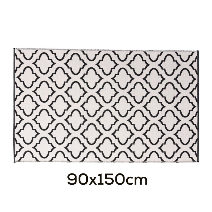 Modern flat-woven carpet runner with abstract geometric design