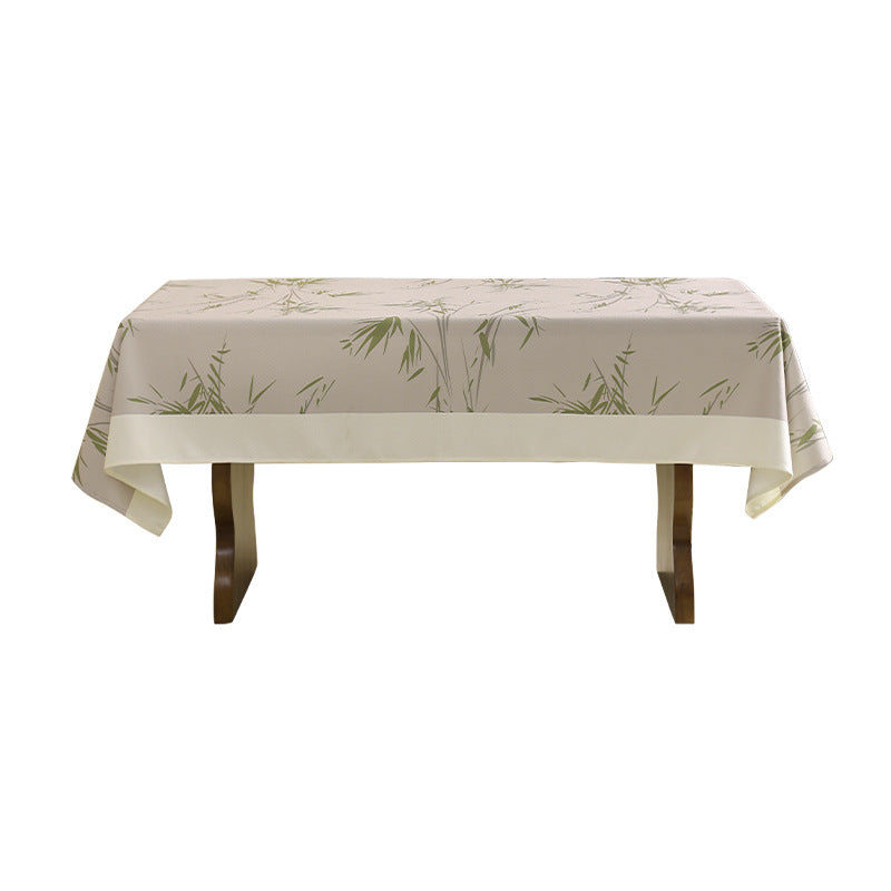 Rectangular tablecloth made of easy-care cotton blend with subtle bamboo print