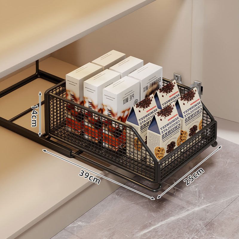 Pull-Out Mesh Pantry Drawer Organizer for Kitchen Cabinets