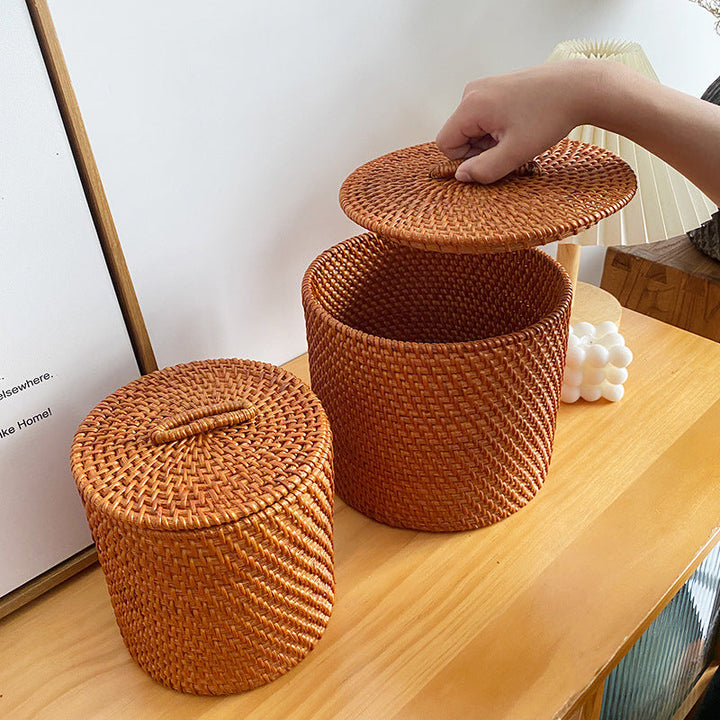 Modern storage stool made of natural material