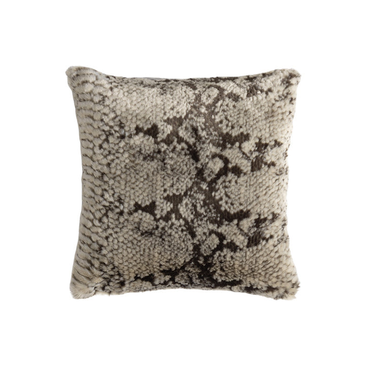 Rectangular faux fur decorative cushion with wavy plush surface